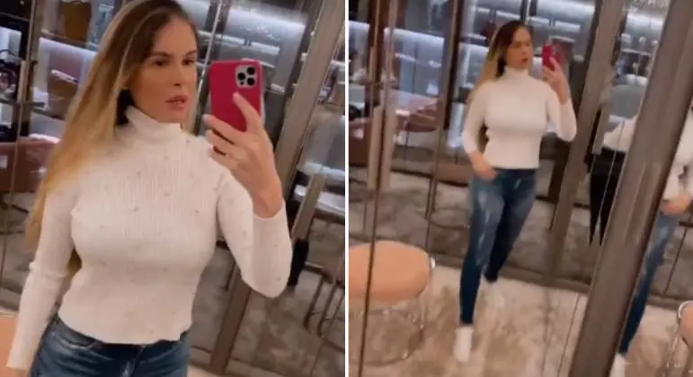 Bárbara Evans é criticada por usar calça 36 um mês após o parto e rebate: 'Não sou privilegiada'