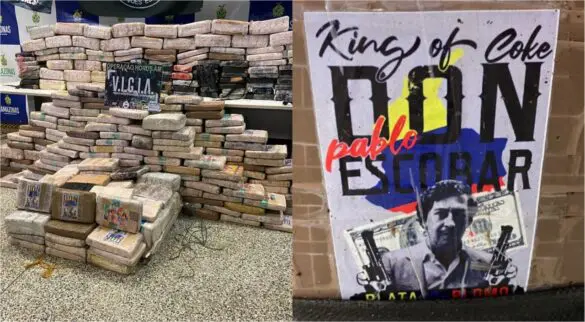 Colombiano é preso com quase 1 tonelada de maconha com fotos de Pablo Escobar