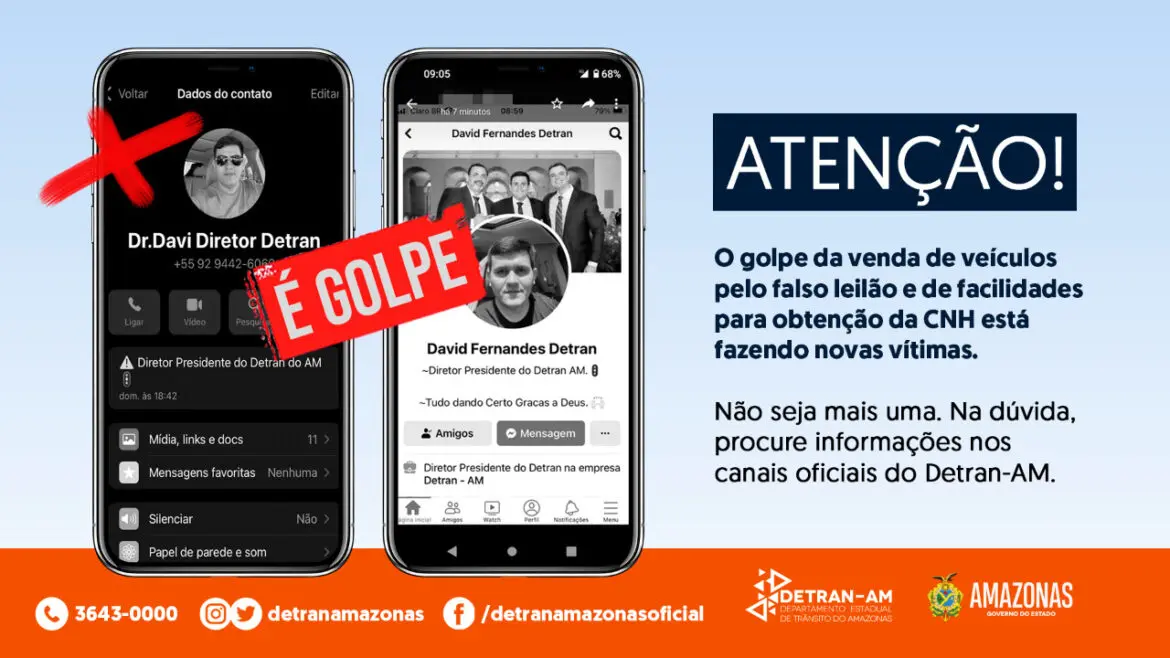 Alerta: Criminosos aplicam golpes usando a imagem do diretor-técnico do Detran-AM