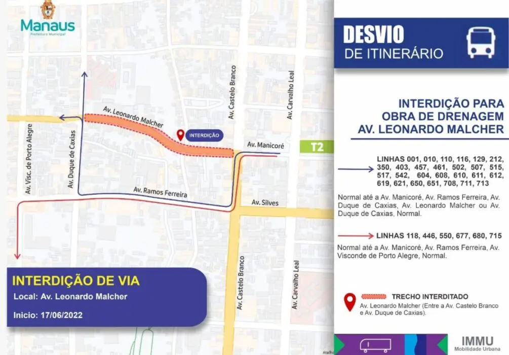 Trecho da avenida Leonardo Malcher será interditado para obra de drenagem