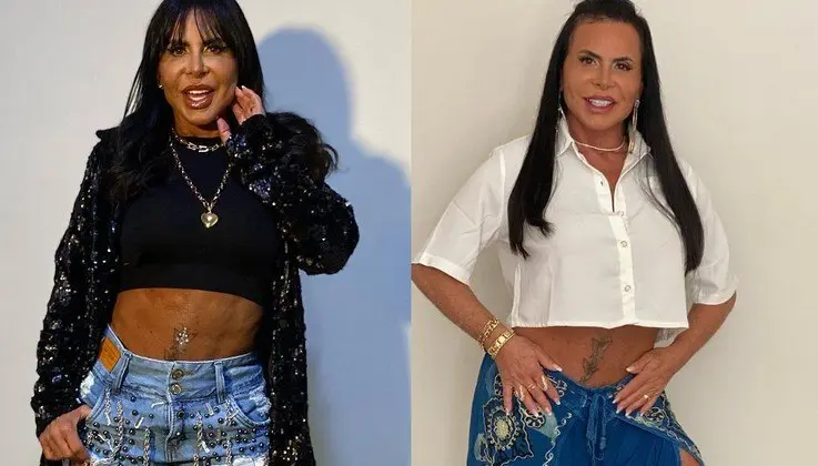 Rainha do cropped e do jeans: Gretchen aposta em looks casuais e extravagantes