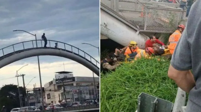 Homem pula de ponte em Juiz de Fora gritando 'Exército, salve o Brasil'