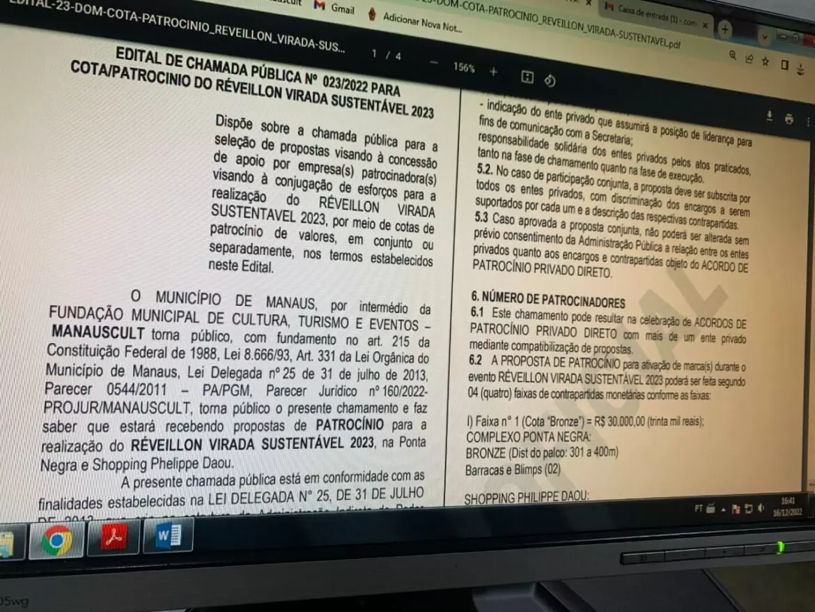 Prefeitura de Manaus está com edital aberto para cota/patrocínio do ‘Réveillon Sustentável’