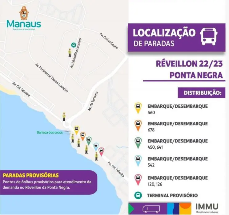Prefeitura de Manaus reforça linhas de ônibus para festividades do Réveillon 2023