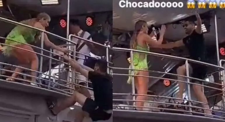 Vídeo: Fã escala e invade trio-elétrico de Claudia Leitte em bloco de Carnaval