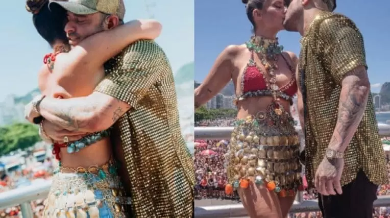 Paolla Oliveira prestigia bloco de Diogo Nogueira no Rio: 'Dia cheio de amor'