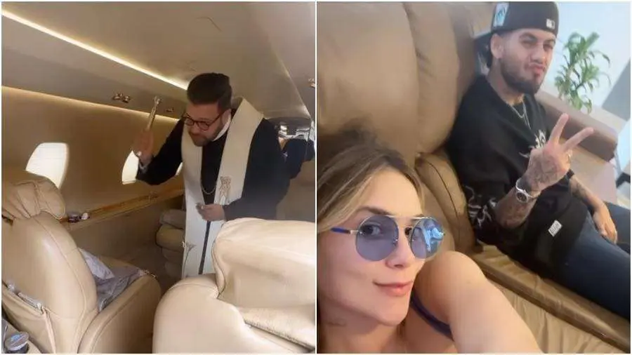 Virgínia e Zé Felipe chamam padre para abençoar avião de R$ 50 milhões