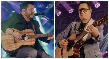 Bruno, da dupla com Marrone, faz piada com cachaça em show quente e contagiante em São Paulo