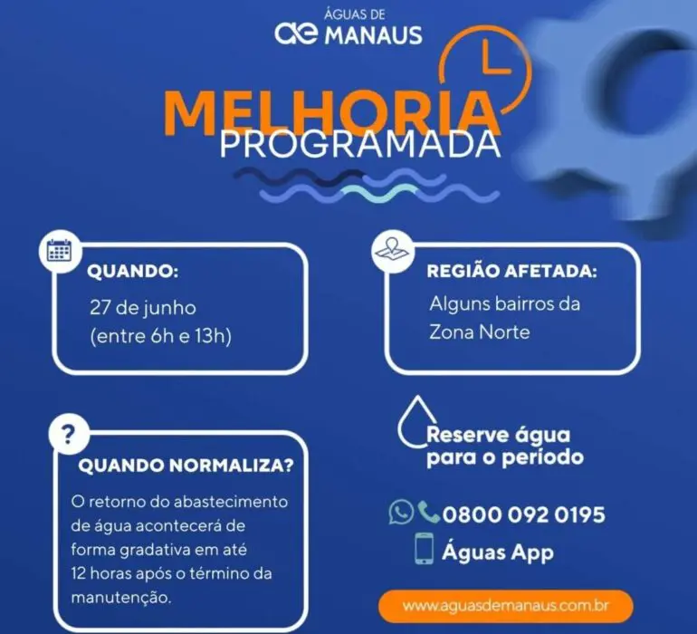 Reservatório do Núcleo 23 receberá melhorias no sistema de distribuição de água na próxima terça-feira (27)