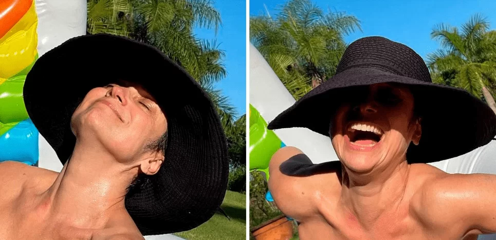 Sandra Annenberg posta fotos raras de biquíni e diverte com flagra inusitado