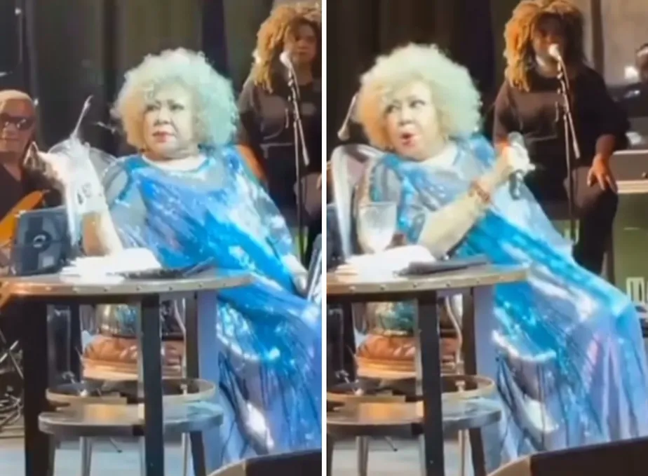 Alcione interrompe show e dá bronca na produção: 'Cadê minha água