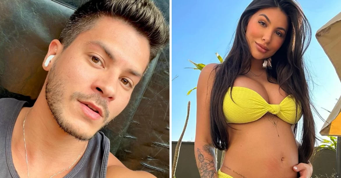 Ex-namorada de Arthur Aguiar, Jheny Santucci mostra bebê se mexendo na barriga