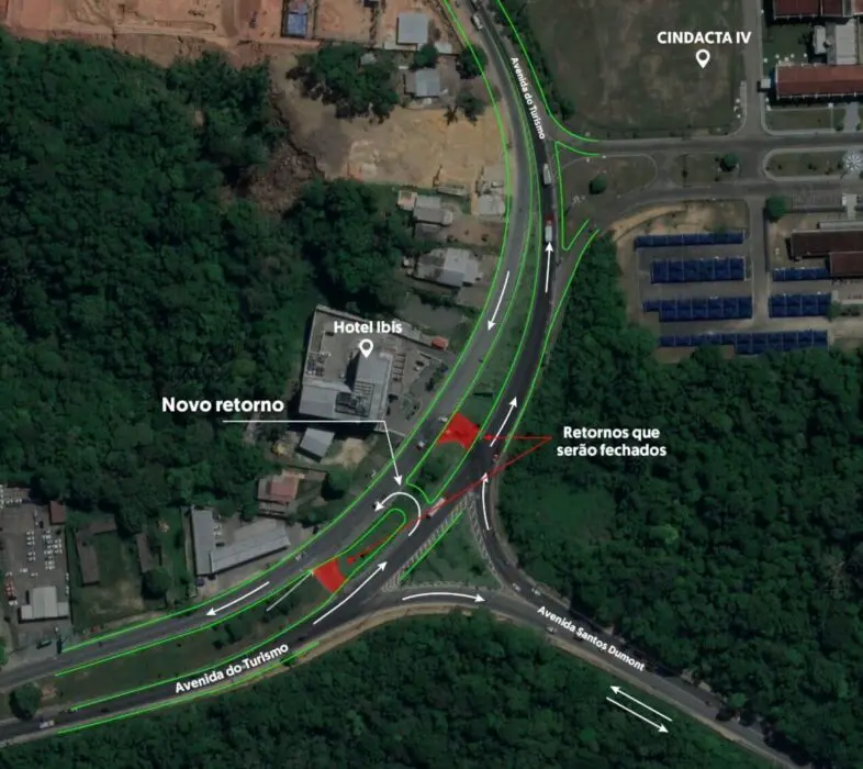 Construção de retornos vai facilitar o tráfego na avenida do Turismo