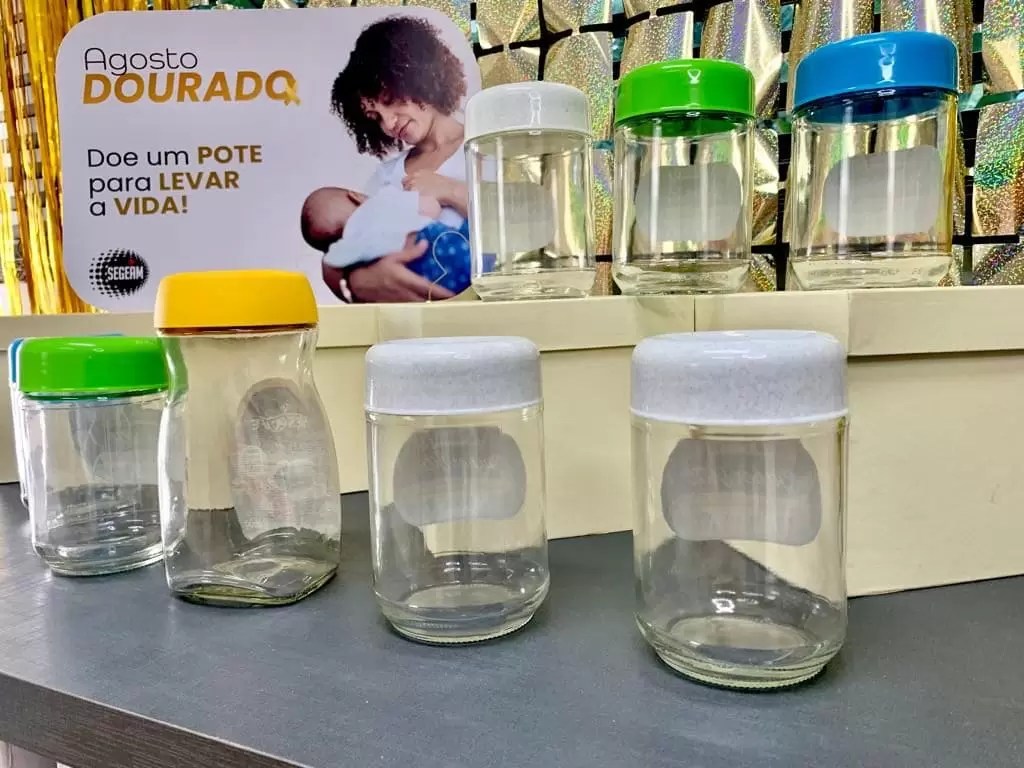 Maternidades começam a receber potes doados em campanha pelo aleitamento materno, realizada pela Segeam