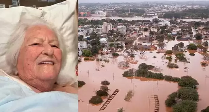 Idosa de 99 anos sobrevive ao ciclone no RS após ficar 8 horas só com a cabeça fora da água