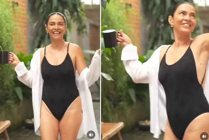 Vídeo: Claudia Ohana posta dancinha de maiô e ganha elogios aos 60 anos