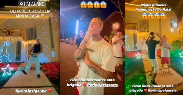 MC Daniel inaugura decoração extravagante de Natal em sua mansão de R$ 8 milhões