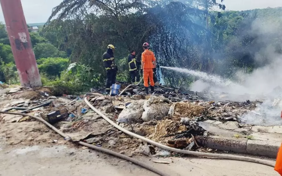 Bombeiros evitam propagação de incêndio para área de mata no Distrito Industrial