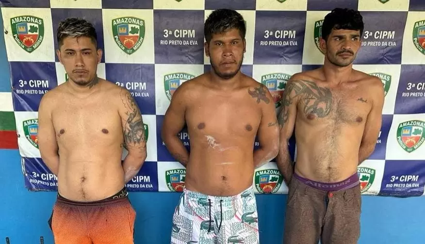 Trio suspeito de duplo homicídio é preso com armas