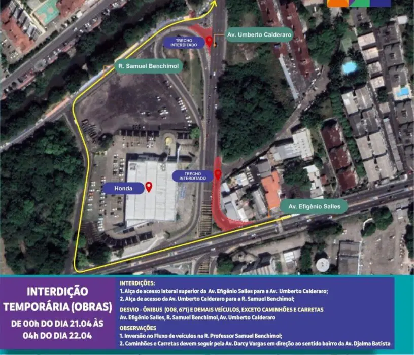 Alça de passagem subterrânea será interditada na madrugada de segunda, (22)