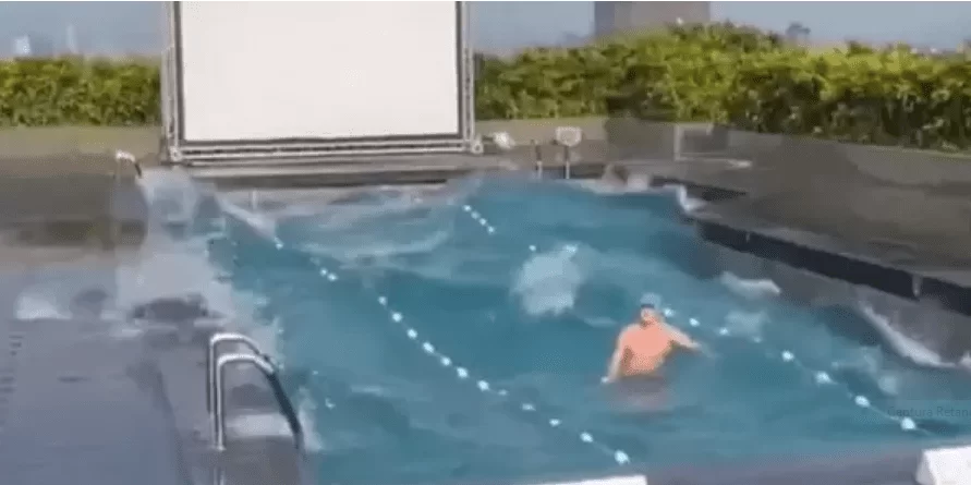 Vídeo: homem fica 'preso' em piscina durante terremoto em Taiwan