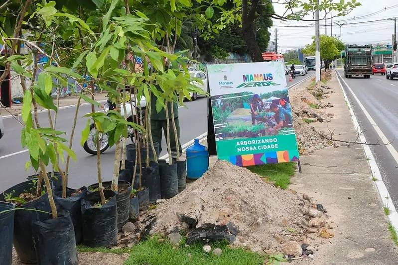 Prefeitura de Manaus realiza plantio de 300 mudas no complexo viário 28 de Março
