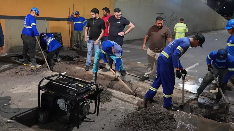 Prefeitura de Manaus inicia implantação de novas tampas do viaduto do São Jorge