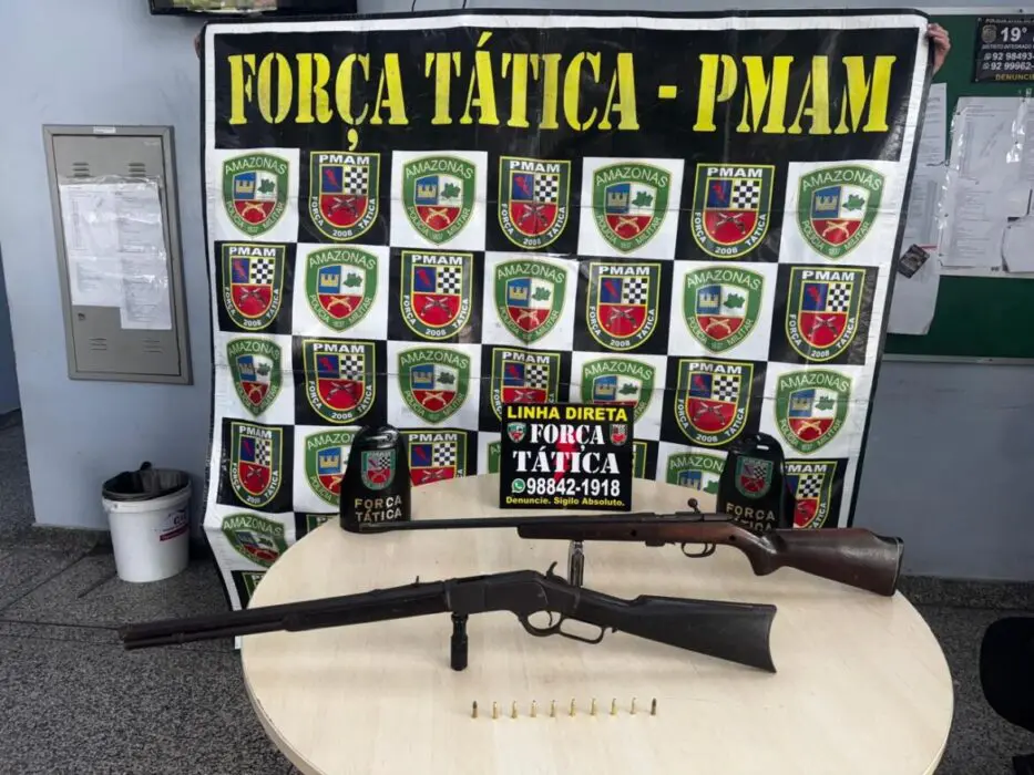 Polícia Militar do Amazonas apreende rifle, carabina e munições na zona oeste