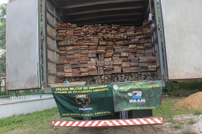 Ipaam e Polícia Militar apreendem 25 metros cúbicos de madeira ilegal em Manacapuru