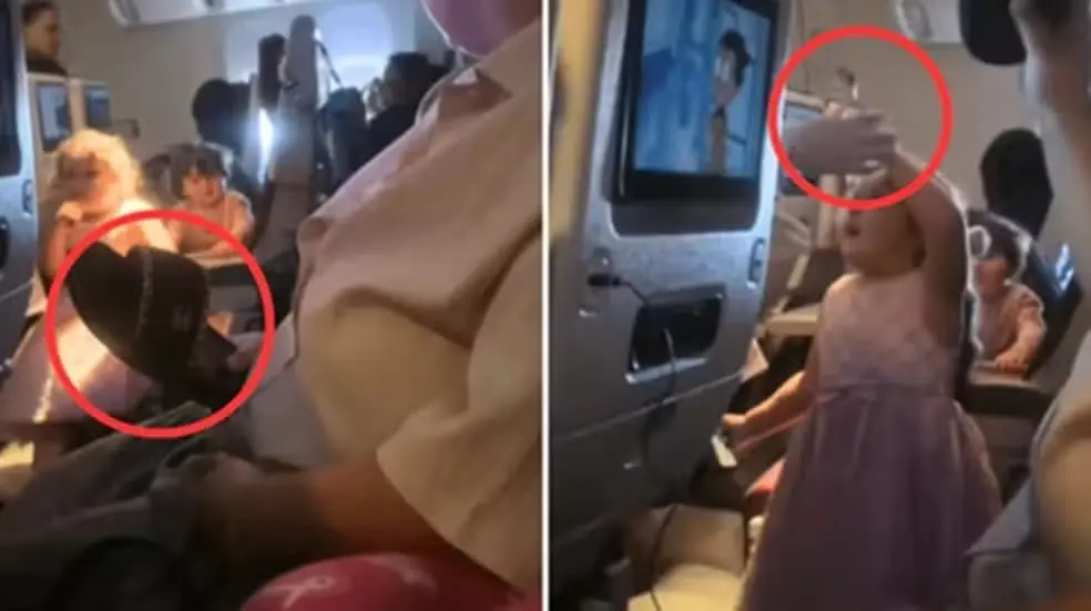 Confusão em voo: criança tenta agredir passageira com garfo e é contida por mulher com sandália