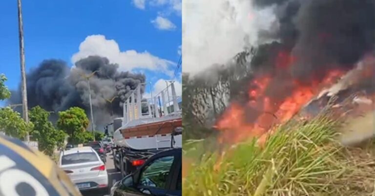 Vídeo: incêndio em área de vegetação assusta moradores no Nova Cidade