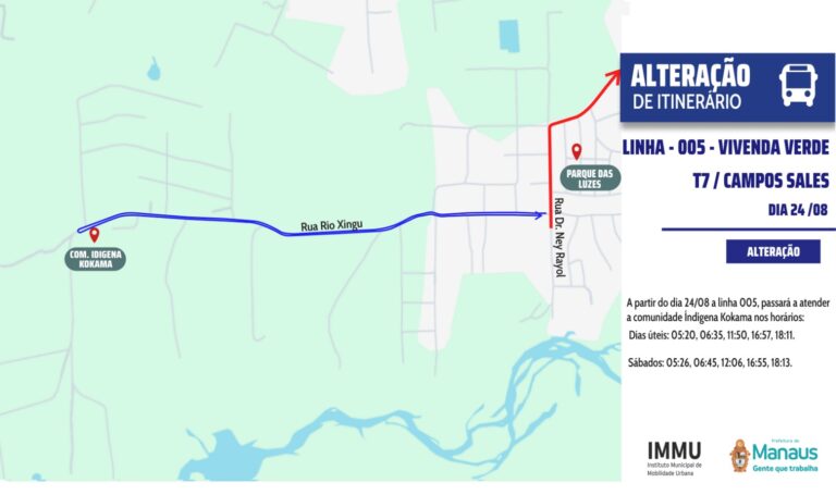 Prefeitura de Manaus amplia atendimento da linha de ônibus 005 para comunidade indígena Kokama no Tarumã-Açu