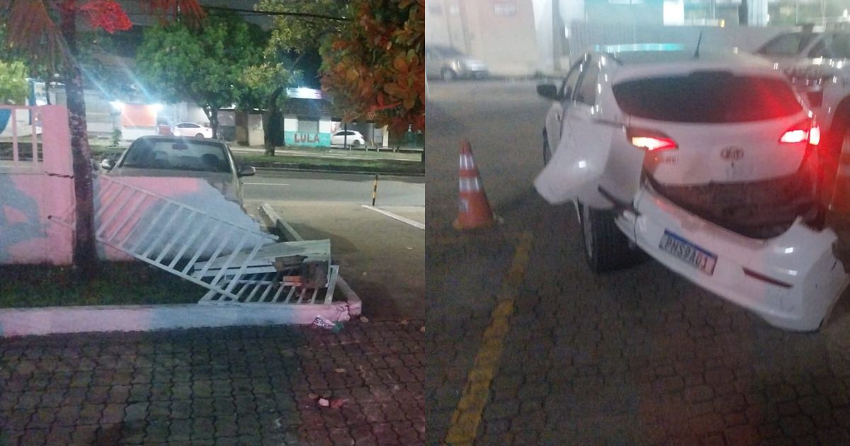 Ao fugir de perseguição, motorista perde o controle e invade muro de delegacia em Manaus