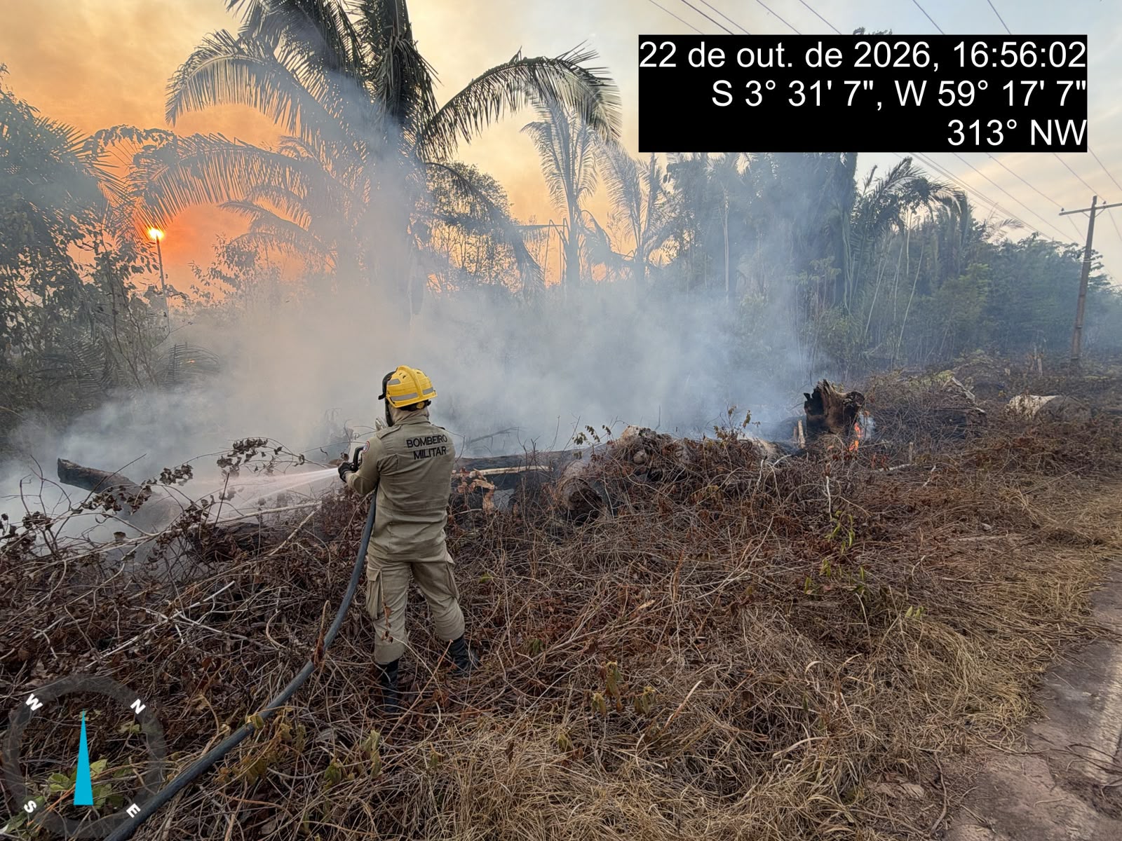 Bombeiros extinguem incêndio em vegetação na rodovia AM-254